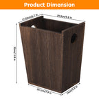 Small Rectangular Wood Waste Basket - Rustic Farmhouse Trash Can with Cut-Out Handles - Compact Garbage Bin for Bathroom, Office & Bedroom