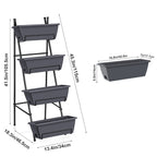 4-Tier Vertical Raised Garden Bed - Elevated Planter Box for Herbs, Vegetables & Flowers, Space-Saving Indoor/Outdoor Standing Planter, Grey