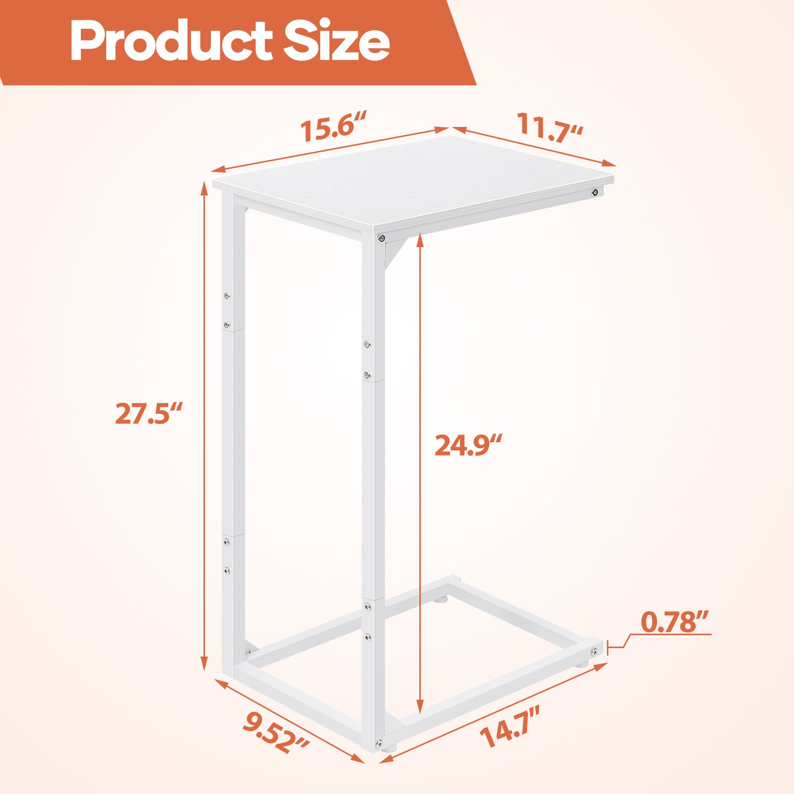 C-Shaped Nesting Side Tables, Set of 2 Slim Under-Sofa End Tables with Metal Frame for Compact Spaces, Portable Snack and Coffee Trays for Living Room