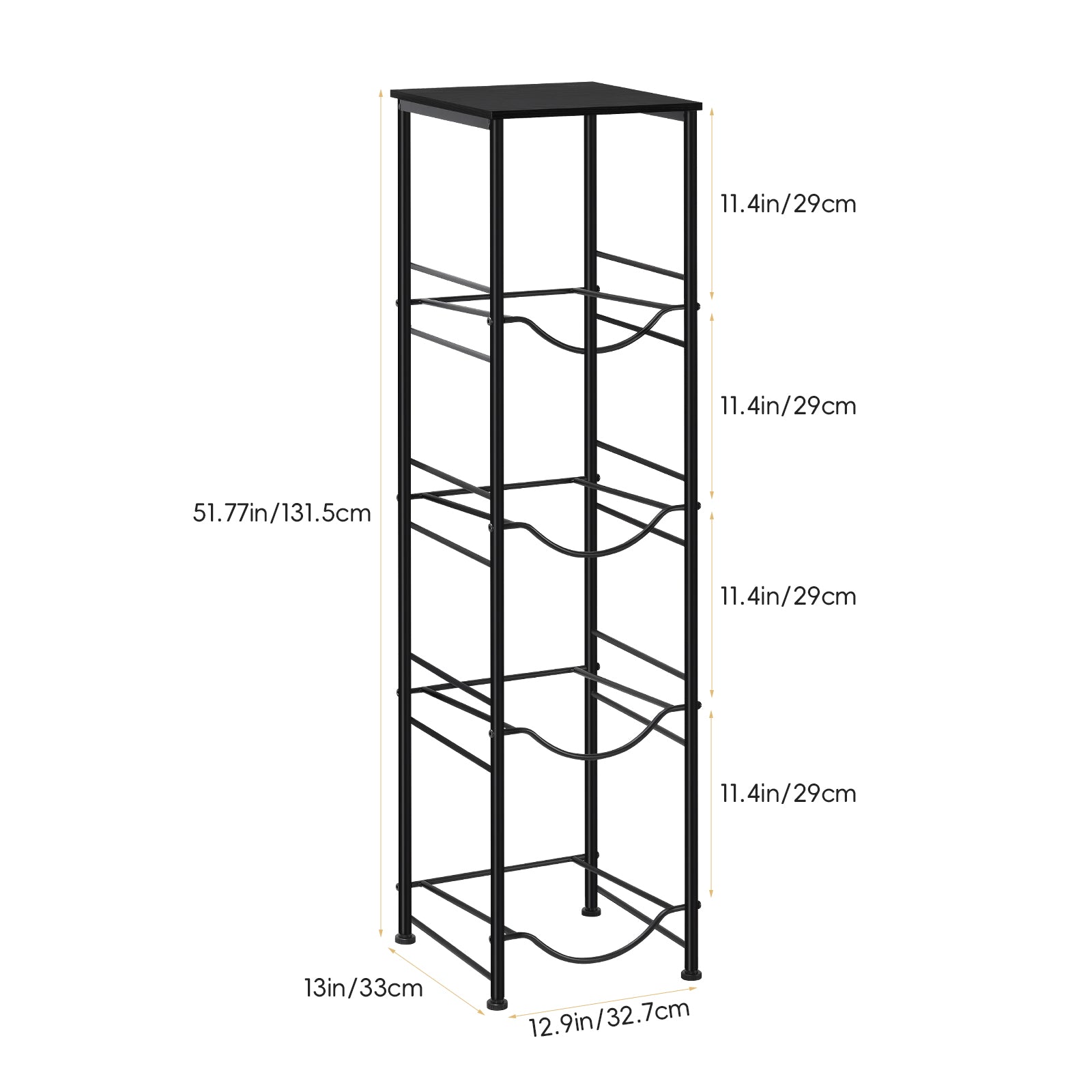 4-Tier 5 Gallon Water Jug Holder with Top Wood Shelf - Heavy Duty Water Bottle Organizer Stand for Office & Kitchen Storage, Black