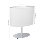 Minimalist Bedside Desk Lamp with Silver Metal Base, Fabric Shade & Pull Chain