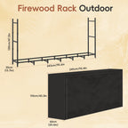8ft Heavy-Duty Outdoor Firewood Rack with Waterproof Cover - Large Log Storage Stand for Firewood Drying, Weather-Resistant Wood Holder