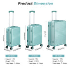 3Pcs Travel Luggage Set Trolley Spinner 20 /24/28 inch Suitcase Hard Shell Gold
