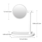 Round LED Makeup Mirror Table Lamp, 360Â° Swivel Vanity Mirror with Storage Tray Base (White)