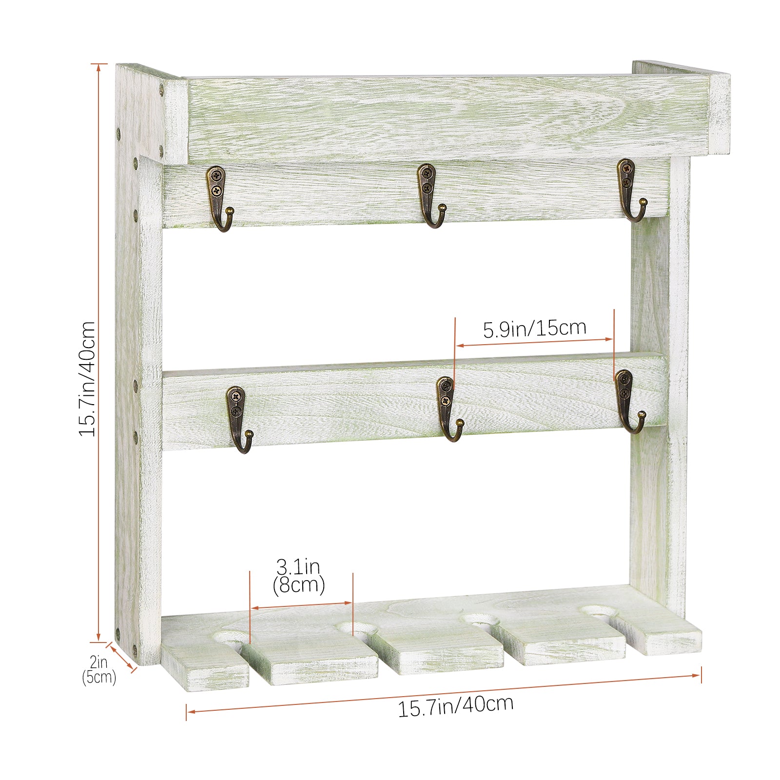 Mug Rack Shelf for Wall Coffee Mug Holder with 6 Hooks and 4 Glasses Hanging Cups Organizer Wall Mount with Shelf Wood Cups Organizer 3 Tier Mugs Display and Collection for Home Kitchen