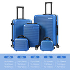 5-Piece Hardside Luggage Set - 12/14/20/24/28 Inch ABS+PC Suitcases with TSA Locks & Spinner Wheels, Lightweight Travel Luggage for Family Trips & Business (Blue)