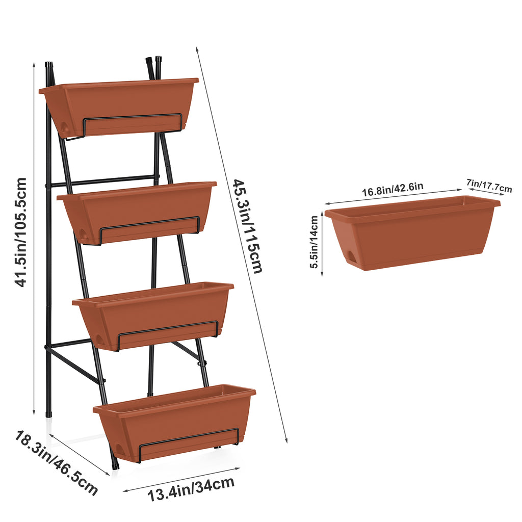 4-Tier Vertical Garden Planter - Elevated Raised Garden Bed with Tilted Bins for Small Space Gardening