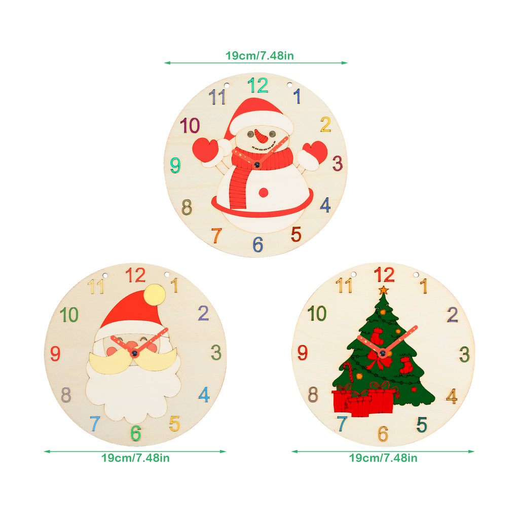 Kids DIY Hand Painted Wood Wall Clock, Creative Craft Kit with Paint Set for Children