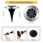 8 Pcs Solar Ground Lights Disk Lights for Outdoor Garden Buried Light Waterproof