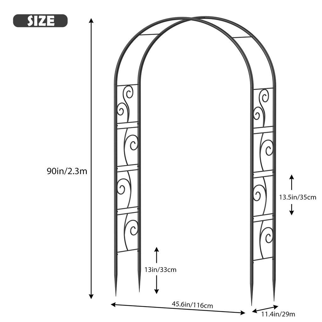 7FT Classic Round Garden Arch Trellis - Steel Frame Arbor for Vines - Decorative Pergola for Patio, Lawn & Backyard