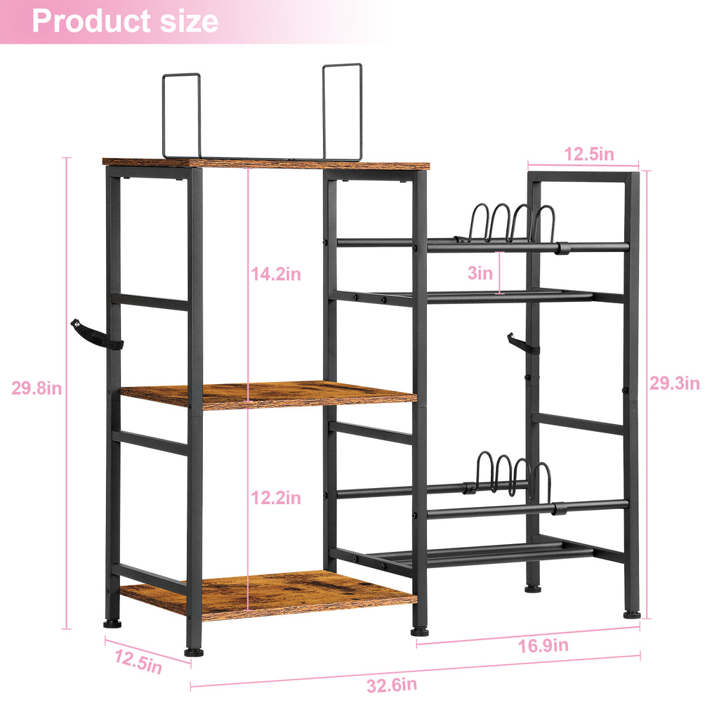 Multi-Purpose Vinyl Record & Toy Storage Organizer - Industrial Stand with Mesh Basket and Wood Shelves
