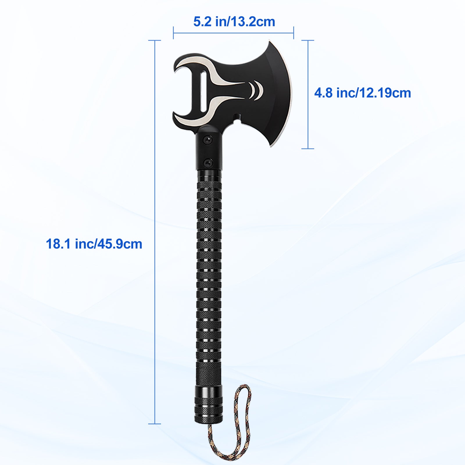 18 Inch Portable Folding Camping Axe, Tactical Multi-Tool Hatchet and Shovel with Protective Sheath for Hiking, Hunting, and Emergency Survival
