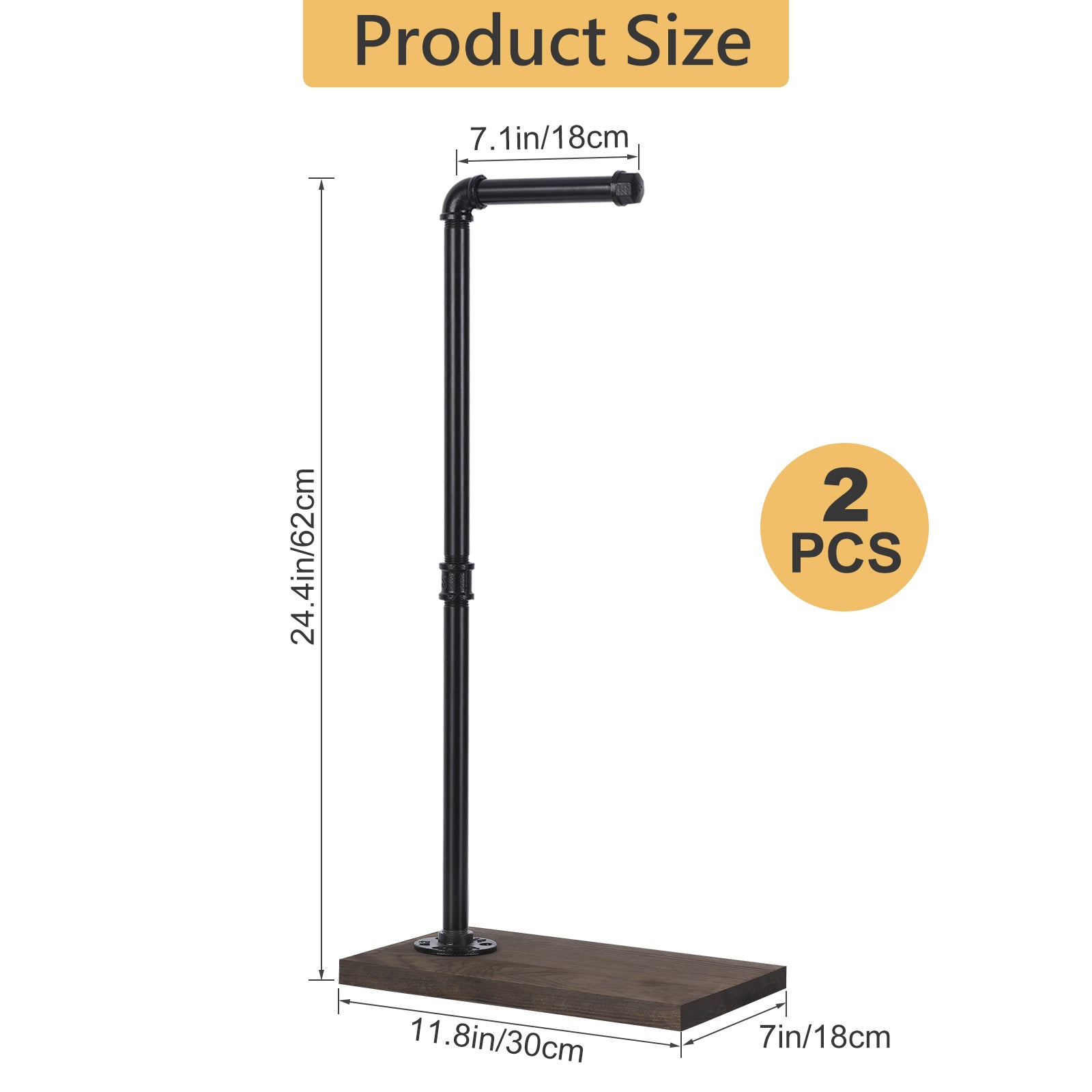 Toilet Paper Holder Stand, Set of 2 Freestanding Toilet Paper Holder, Standing Toilet Paper Holder with Reserve Storag Bathroom Toilet Paper Roll Holder with Wooden Base