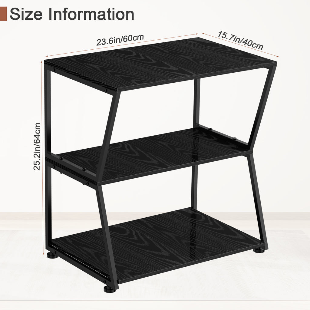 3-Tier Media Stand & Record Player Table - Industrial AV Audio Rack for DVD Players, Game Consoles & WiFi Routers, Stylish Living Room Organizer