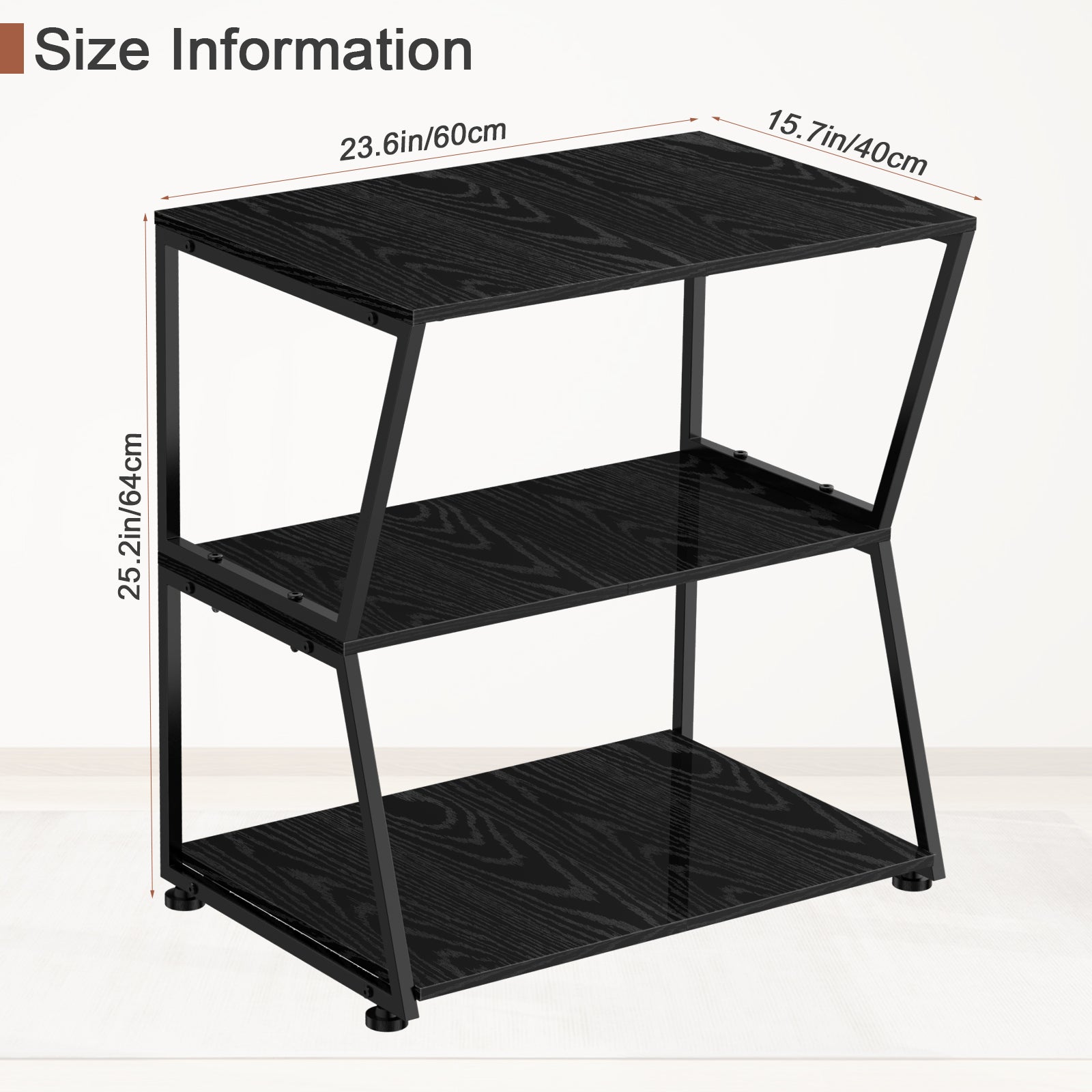 3-Tier Media Stand & Record Player Table - Industrial AV Audio Rack for DVD Players, Game Consoles & WiFi Routers, Stylish Living Room Organizer