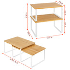 4-Pack Stackable Cabinet Shelf Organizers - White Metal & Wood Kitchen Counter Storage Shelves