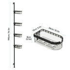 4-Tier Tension Pole Bathroom Rack, Adjustable Mesh Basket Organizer for Shower & Corner