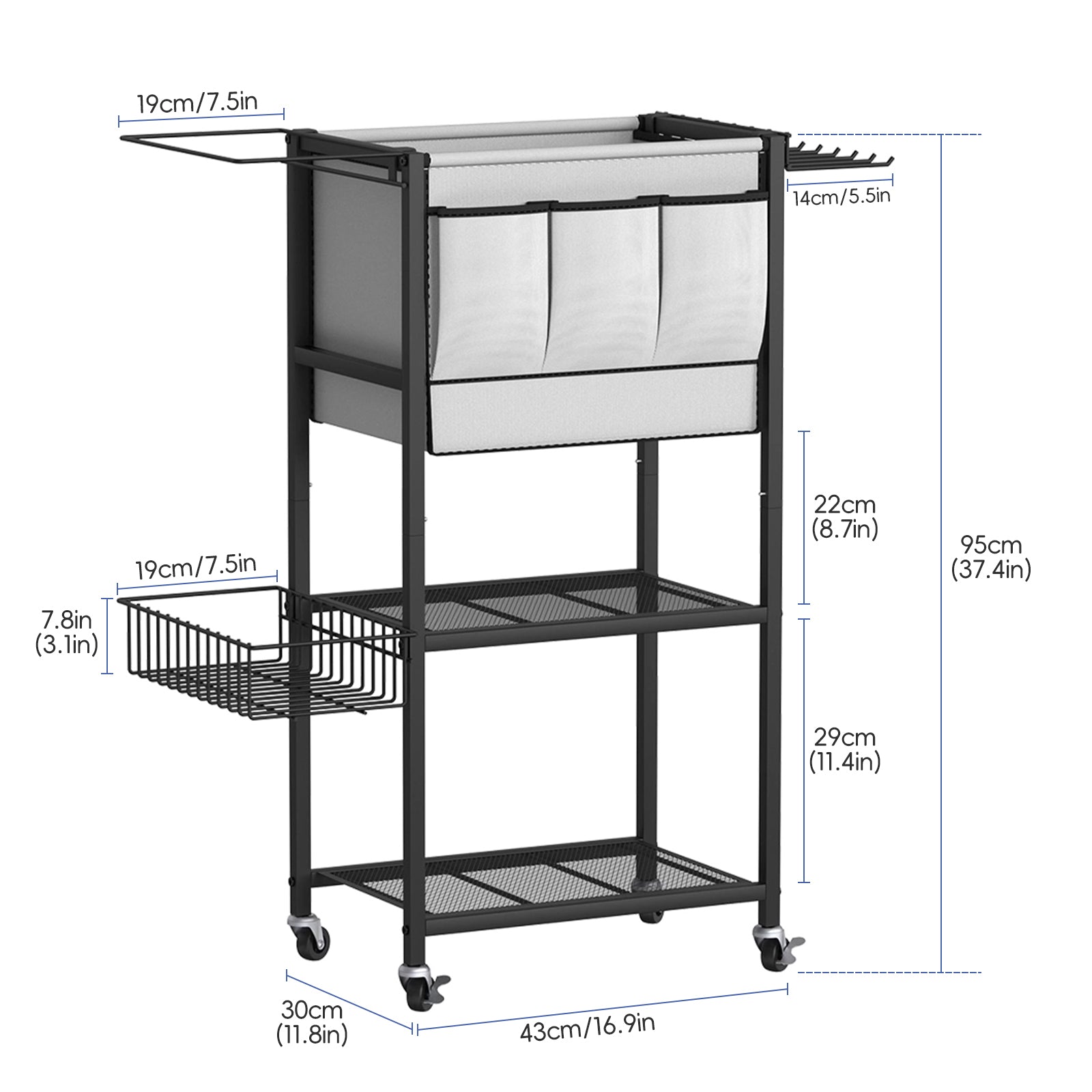 Portable Home Gym Organizer Rack -Black Movable Storage for Yoga Mats, Foam Rollers & More