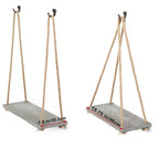 Set of 4 Olive Green Wall-Mounted Rope Swing Shelves - Floating Wooden Hanging Displays for Indoor Plants, Books, and Decorative Home Accents