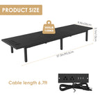 Dual Monitor Stand Riser with Power Outlets - Desk Organizer with 3 USB & 2 AC Ports for PC Laptop,
