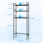 3-Tier Over The Toilet Storage Shelf, Bathroom Rack Organizer Above Toilet, Space Saving Stand, Black,