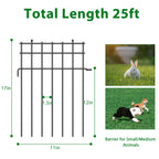 25 Panels Animal Barrier Fence for Dogs, Rustproof Metal Anti Doggie Digging Panels Garden Border, Under Ground Fencing Bottom Puppy Blockers Stakes for the Yard, 17in (H) X 25ft (L)