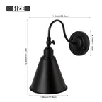 Set of 2 Industrial Wall Sconces, 180Â¡Ã£ Adjustable Matte Black Farmhouse Wall Lamps, Vintage Style Wall Light Fixtures with Arching Arm for Bedroom, Garage, Porch, Kitchen
