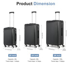 3 Piece Luggage Set Hardside Lightweight Suitcase TSA Spinner Wheels 20/24/28 inch