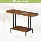 2-Tier Rustic Coffee Table with Industrial Metal Frame