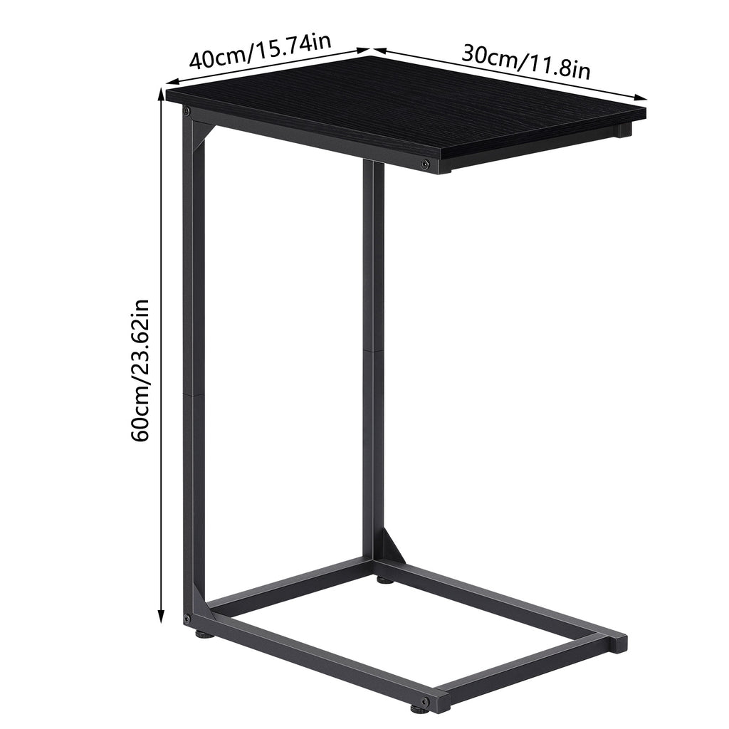 2-Pack C-Shaped Side Table Set - Slim End Tables for Sofa & Bedside, Space-Saving Snack Tray for Laptop & Drinks, Industrial Metal Frame, Black
