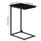 2-Pack C-Shaped Side Table Set - Slim End Tables for Sofa & Bedside, Space-Saving Snack Tray for Laptop & Drinks, Industrial Metal Frame, Black