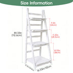 Ladder Shelf, 4-Tier Wooden Plant Shelves, Rustic Flower Display Rack, Freestanding Storage Rack, Indoor Flowerpot Stand Ladder Bookshelf for Living Room, Bedroom, Balcony, Gray White