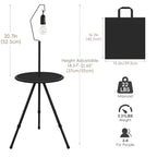 Portable Small Camping Round Table, Foldable & Liftable Round Camping Table with Light Rack, Solar Bulb, Carry Bag for Beach, Tailgating, Hiking, Camping Outdoor
