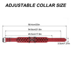 Punk Spiked Studded Dog Collar, Heavy-Duty Red PU Leather Pet Collar for Medium & Large Dogs