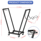 Rolling Firewood Cart with Handle & 4 Hooks, Portable Log Rack for Indoor/Outdoor Use, with Removable Kindling Rack,