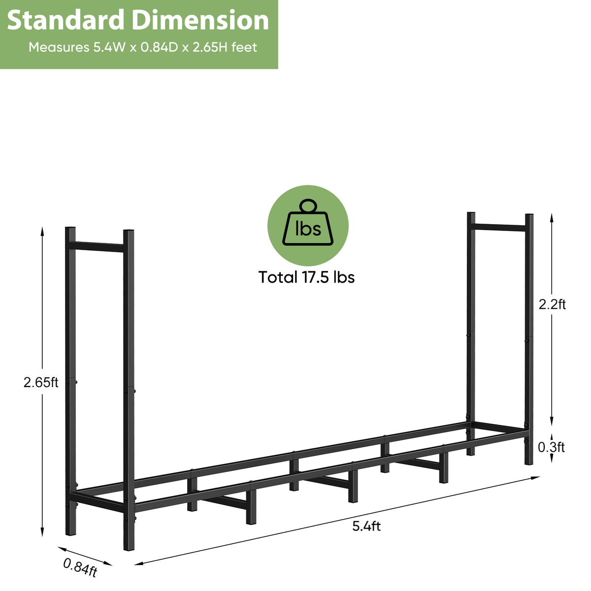 4ft Heavy-Duty Firewood Rack, Adjustable Indoor/Outdoor Fireplace Log Storage Stand