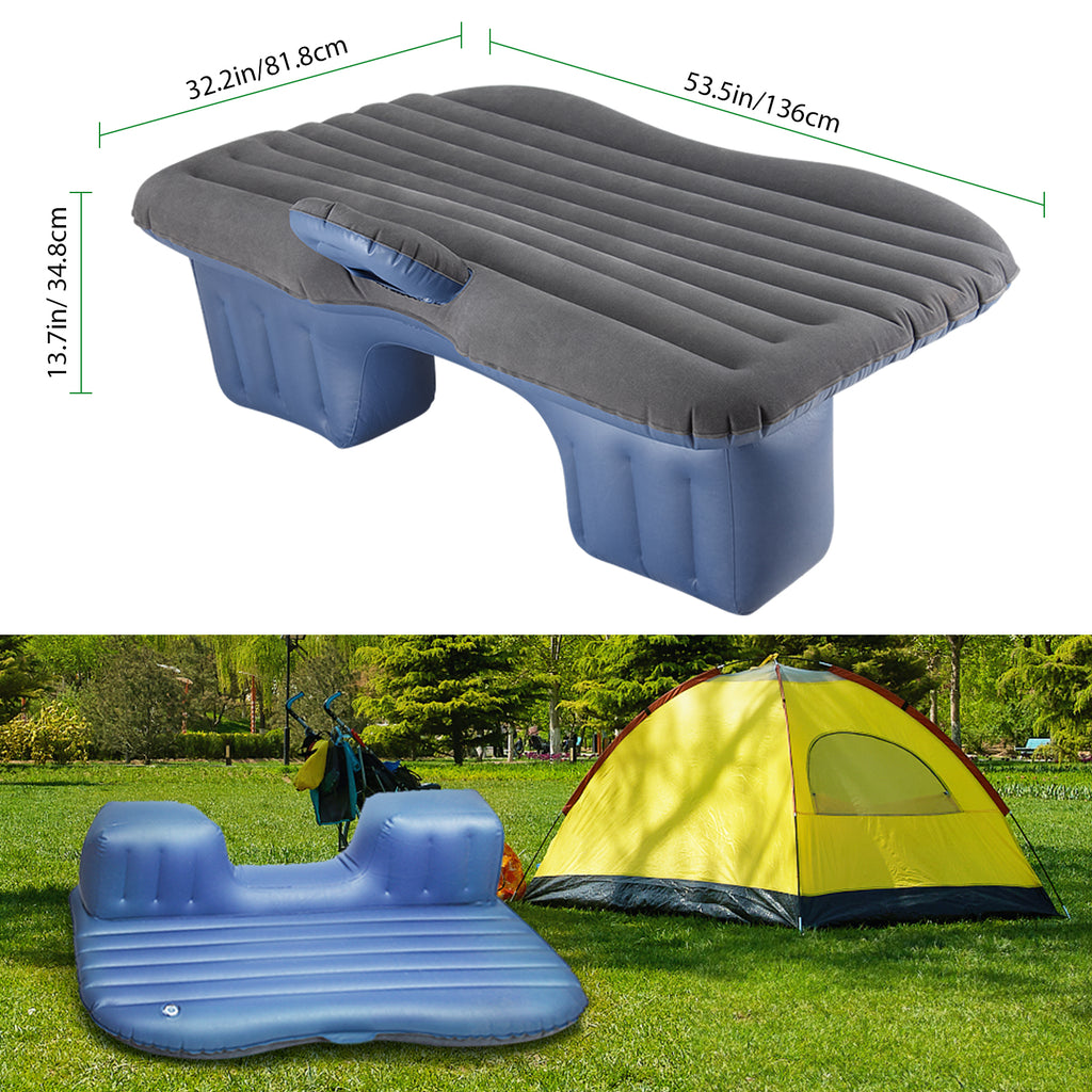 Inflatable Car Air Mattress for Travel & Camping - Universal SUV Extended Bed w/ 2 Pillows, Black