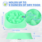 Slow Feeder Dog Bowl, Non-Slip Anti-Gulping Pet Dish for Healthy Eating (BPA-Free Green)