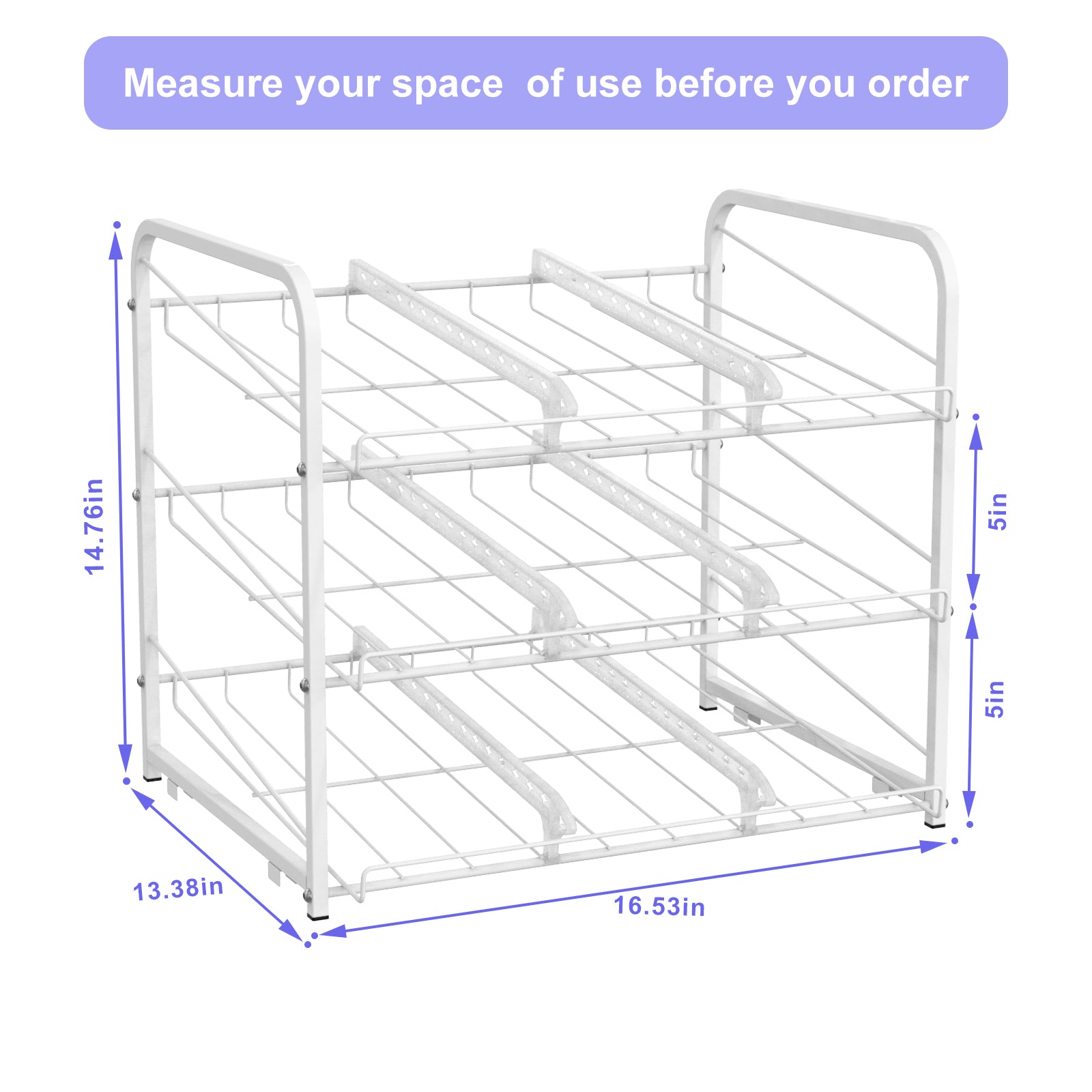 Stackable Can Organizer Rack, 2-Pack White Pantry Can Storage Dispensers, Holds 72 Cans Total