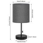 Set of 2 Modern Table Lamps with Dual USB Charging Ports, Gray Linen Shade Bedside Lamps for Bedroom, Living Room, Office