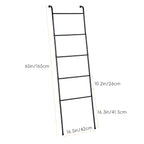 Matte Black 5-Tier Metal Blanket Ladder, Leaning Towel Rack for Bathroom, Living Room & Laundry Room