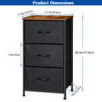 3-Drawer Fabric Nightstand - Small Bedside Dresser for Bedroom, Office & Dorm