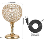 Spherical Gold Crystal Desk Lamp, Elegant Decorative Bedside Lantern Night Light for Dresser & Hallway