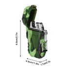 Waterproof Dual Arc Plasma Lighter, USB Rechargeable Windproof Electric Lighter for Camping, Survival, and Outdoor Hiking, Camo,
