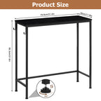 31.5" Narrow Entryway Console Table with Side Hooks - Slim Industrial Sofa Table for Hallway, Living Room & Foyer, Space-Saving Design, Black