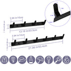 2 Pack Aluminum Coat Hook Rack, 4 Hooks & 6 Hooks Mixed Set Matte Black Wall Mount Entryway Coat Rail, Heavy Duty Wall Hook Strip for Hat, Bag, Towel, Umbrella, Key for Bedroom Bathroom Mudroom