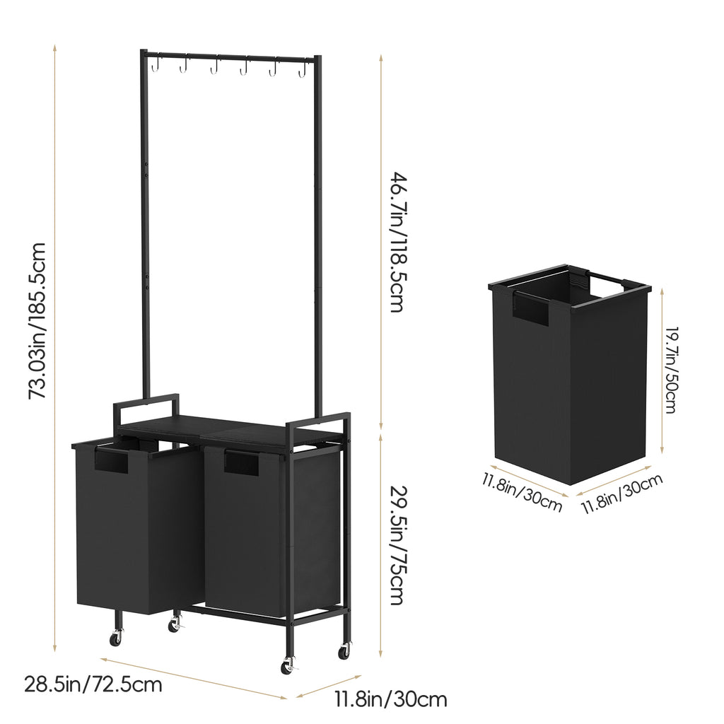 Laundry Hamper With Wheels Laundry Room Organization 2 Section Laundry Sorter with Shelf Rolling Bathroom Laundry hamper for Bathroom Bedroom