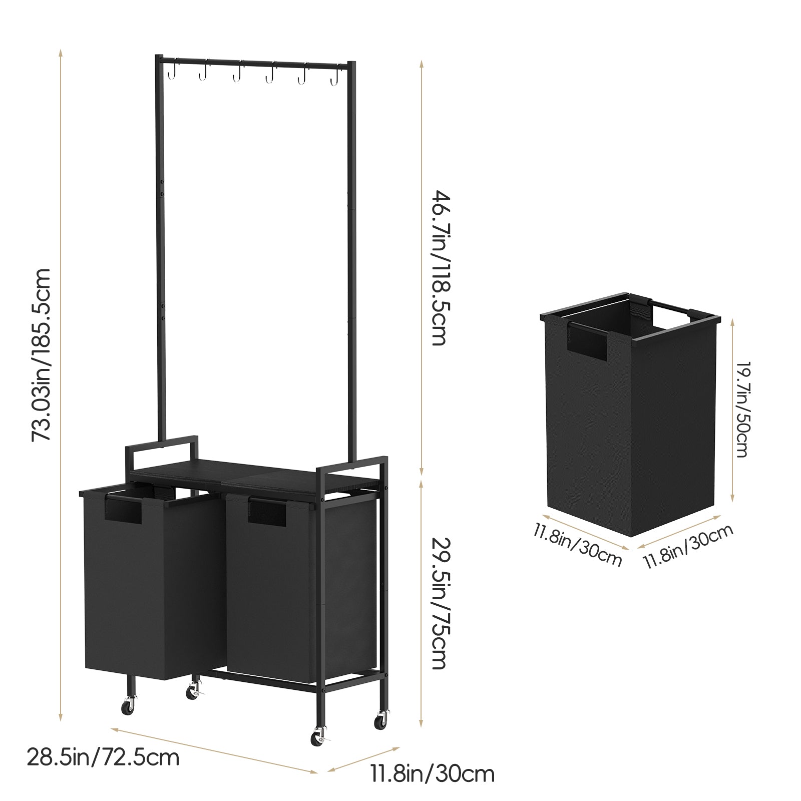 Laundry Hamper With Wheels Laundry Room Organization 2 Section Laundry Sorter with Shelf Rolling Bathroom Laundry hamper for Bathroom Bedroom