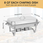 4-Pack Stainless Steel Chafing Dish Buffet Set, 8QT Food Warmer with Lids & Folding Stands for Parties, Catering & Weddings