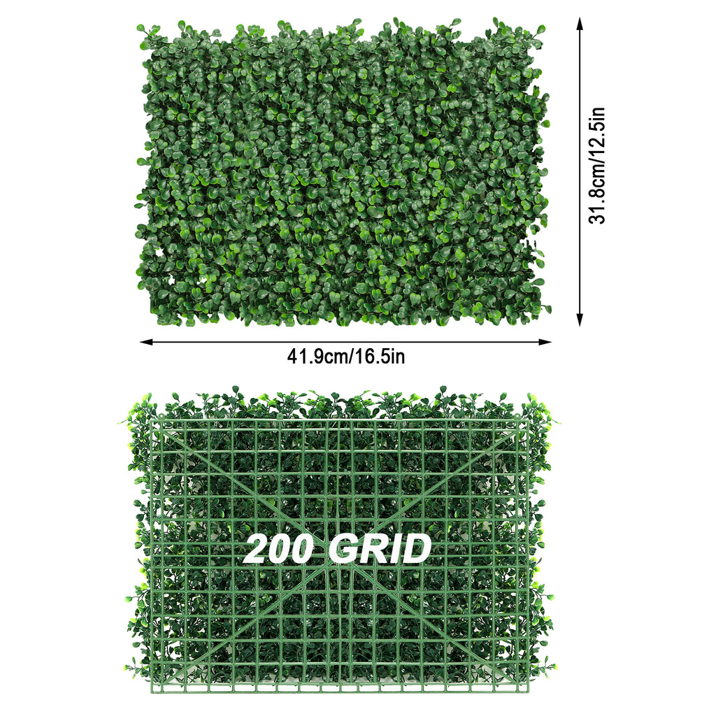 Artificial Green Wall Panel - 4-layer Leaves, 17"x 13" Grass Wall Panel, Artificial Green Wall Panel Boxwood Privacy Fence Screen Sun Protection, Suitable for Both Outdoor and Indoor Decoration